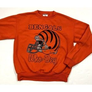 Vintage Jerzees Kids / Youth Cincinnati Bengals Who Dey #9 Crewneck Sweatshirt L